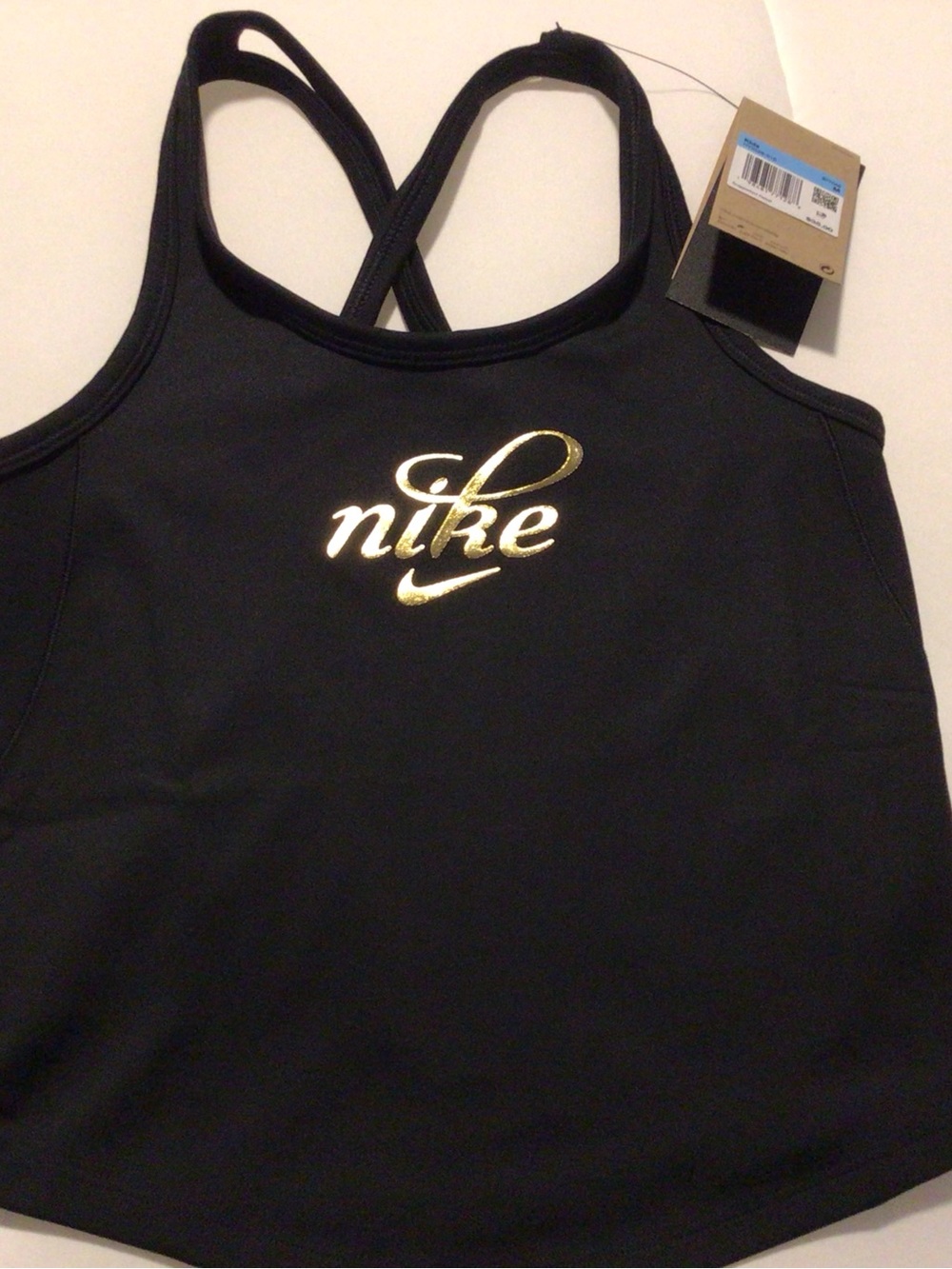Nike Black Athletic Tank with Gold Logo Accent